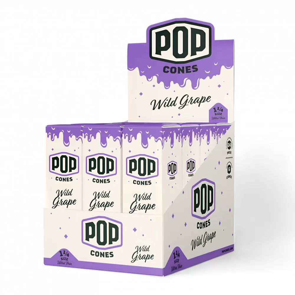 Pop Cones | 1 ¼ Size Ultra Thin 6pk Cones with Flavor Tips 24ct Display Pre-rolled Cone (Display Pack) Cannatron