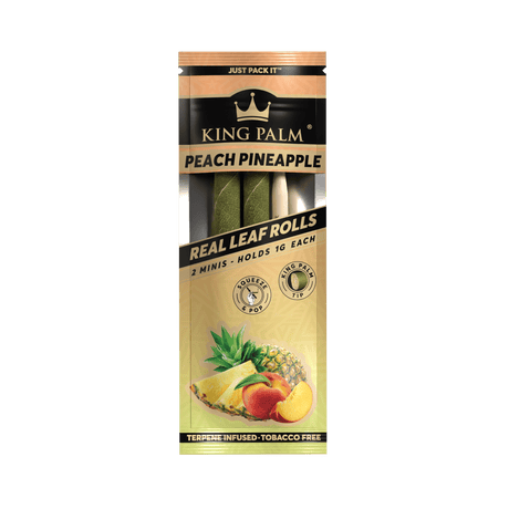 King Palm | 2 Mini Hand-Rolled with flavor tips Box of 20 Leaf Wrap Cannatron Peach Pineapple