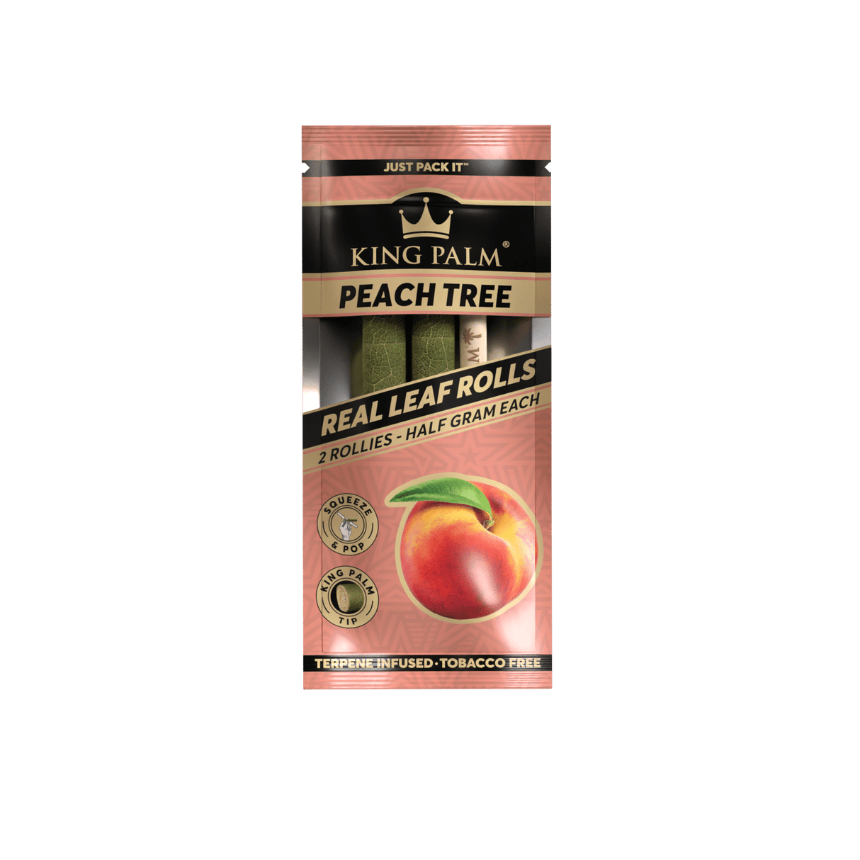 King Palm | 2 Rollie Hand-Rolled with flavor tips Box of 20 Leaf Wrap Cannatron Peach Tree