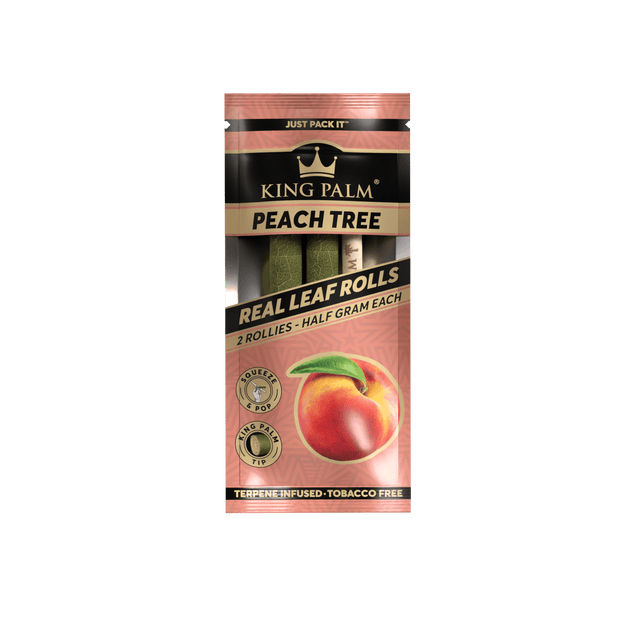 King Palm | 2 Rollie Hand-Rolled with flavor tips Box of 20 Leaf Wrap Cannatron Peach Tree