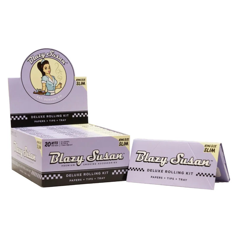 Blazy Susan | Purple King Size Deluxe Rolling Kit box of 20 King Size Smoking Cat Distribution