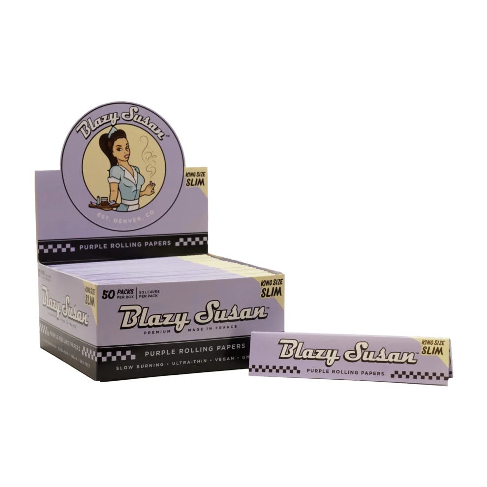Blazy Susan | King Size Rolling Purple paper box of 50 King Size Smoking Cat Distribution