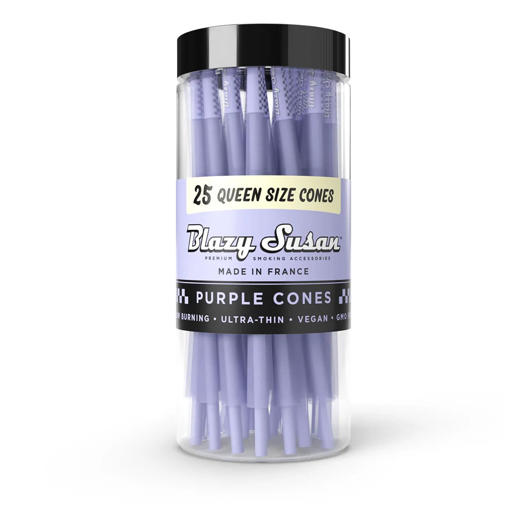 Blazy Susan | Purple Queen size (120mm) Pack of 25 Pre-rolled Cone (Bulk / Tower) Smoking Cat Distribution