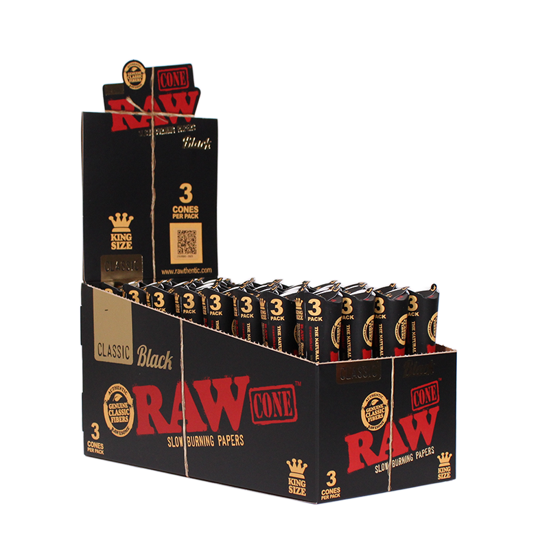 RAW | Black Natural King size Unrefined Pre-Rolled Cone Pre-rolled Cone (Display Pack) ONE