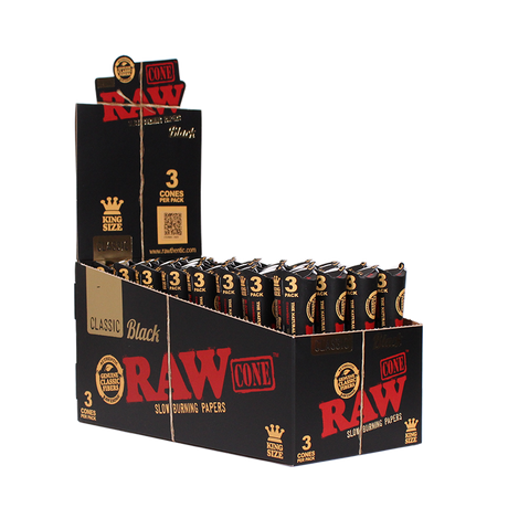RAW | Black Natural King size Unrefined Pre-Rolled Cone Pre-rolled Cone (Display Pack) ONE