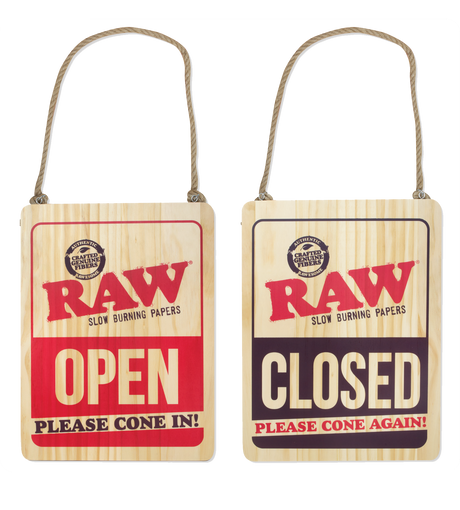 RAW | WOODEN OPEN & CLOSED SIGN Flag · Sign ONE