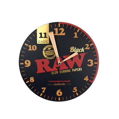 RAW | Black Acrylic Wall Clock Gadget Smoking Cat Distribution
