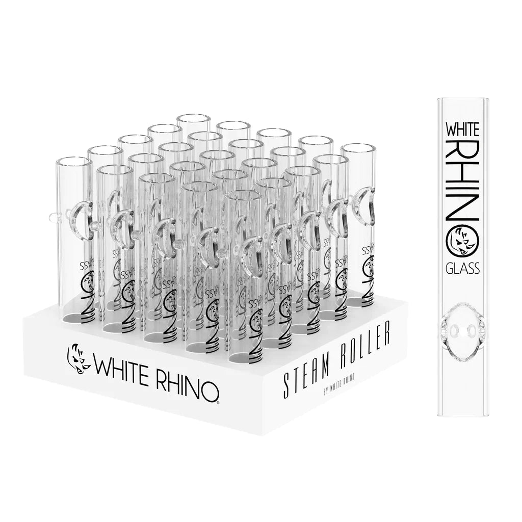 WHITE RHINO | Glass Steamroller 25ct Display Blunt Cannatron