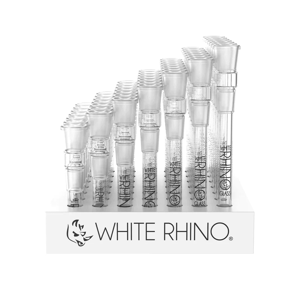 WHITE RHINO | 19/19mm Glass Downstems - 49 COUNT DISPLAY Downstem · Bowlstem Cannatron