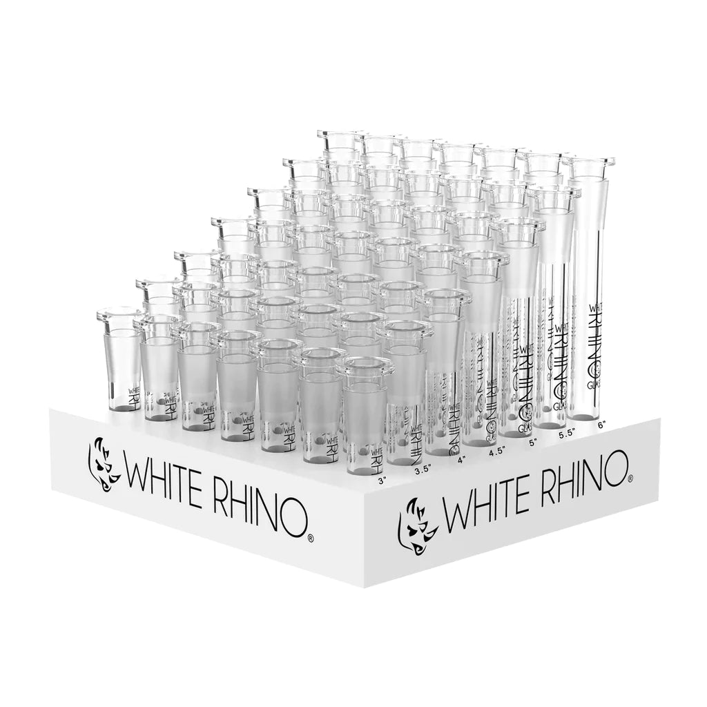 WHITE RHINO | 19/19mm Glass Downstems - 49 COUNT DISPLAY Downstem · Bowlstem Cannatron