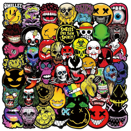 50pcs Assorted Anime Design Stickers Gadget Every Weekend Skull_Head