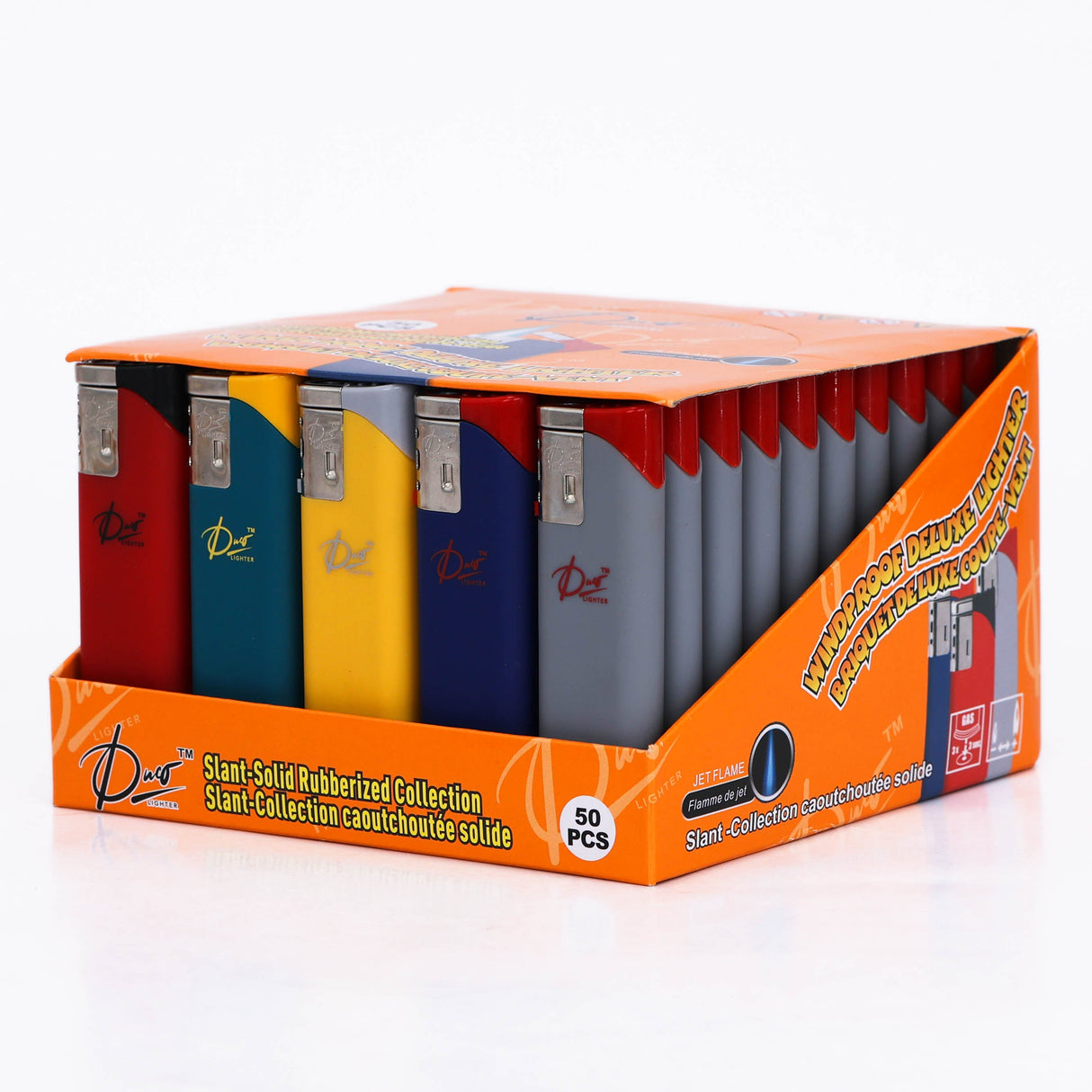 DUCO™ | SLANT – Pastel Rubberized Collection Jet Flame Lighter (Display of 50)