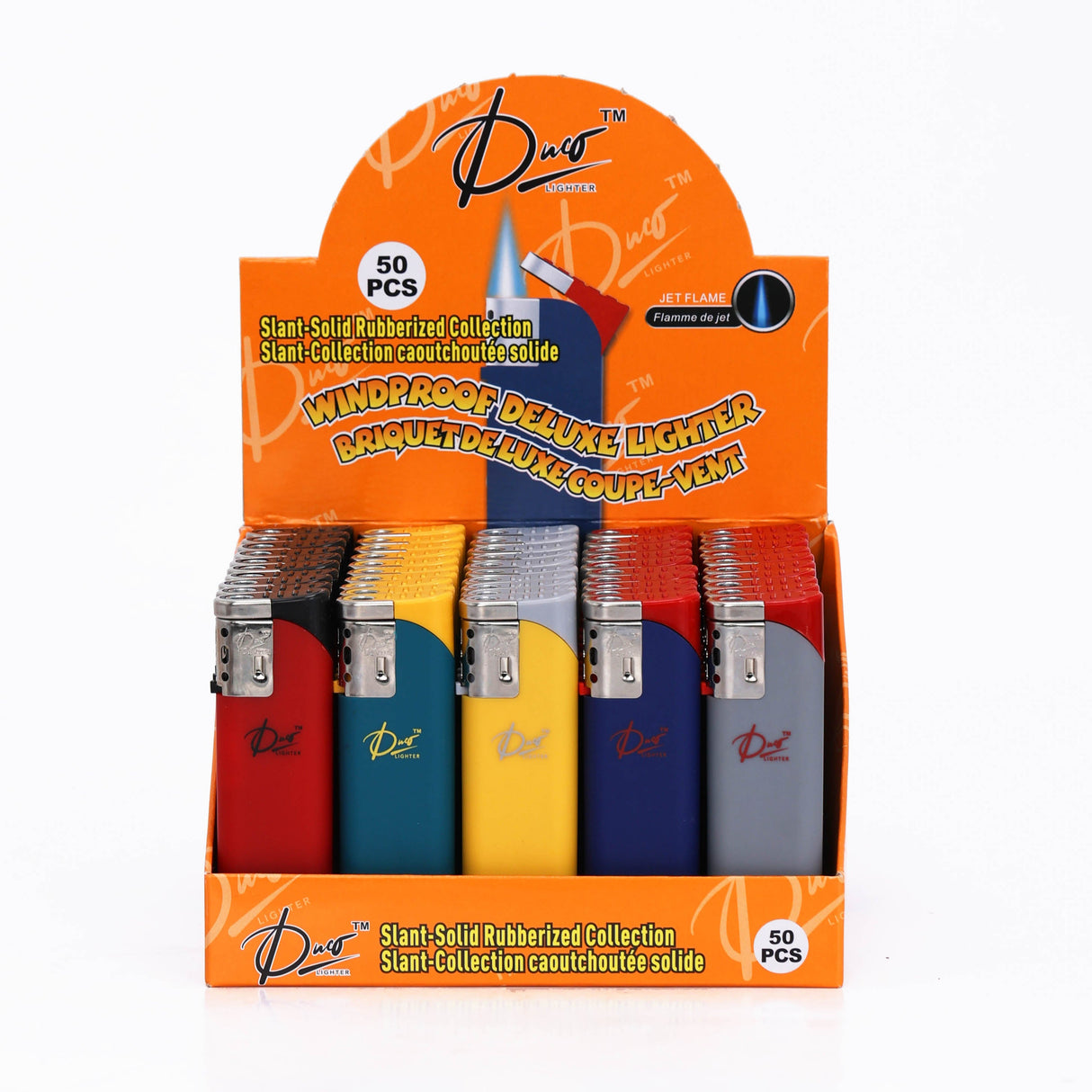 DUCO™ | SLANT – Pastel Rubberized Collection Jet Flame Lighter (Display of 50)