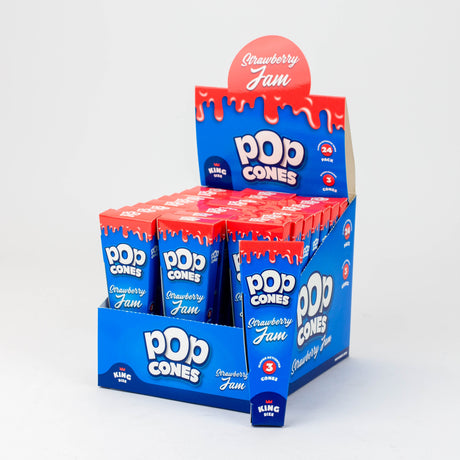 Pop Cones King size Pre-rolled cones Box of 24 Pre-rolled Cone (Display Pack) ONE Strawberry Jam