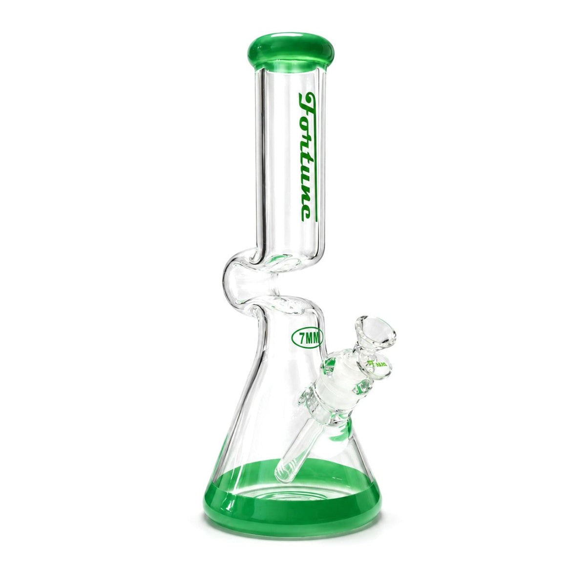 Fortune | 14" 7mm Offset Neck Beaker Glass Bong Fortune Green