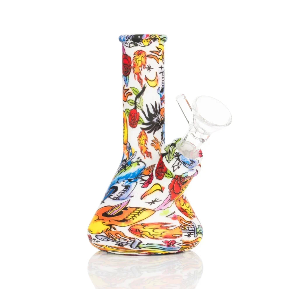 Lit Silicone 5" Tattoo Water Pipe Bongs Smoking Cat Distribution Default Title