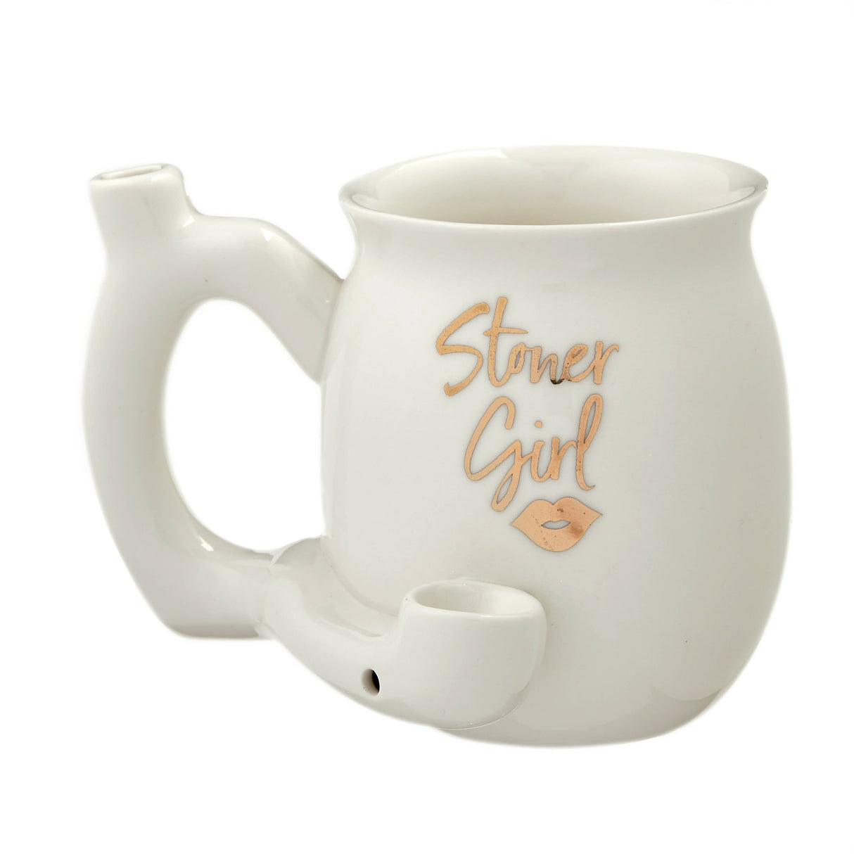 ROAST AND TOAST STONER GIRL PIPE MUG - WHITE WITH GOLD PRINT Mug Pipe Roast and Toast Gifts