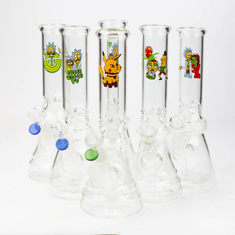10" Conical Decal Bong - Assorted Decal design Glass Bong JJ Distribution