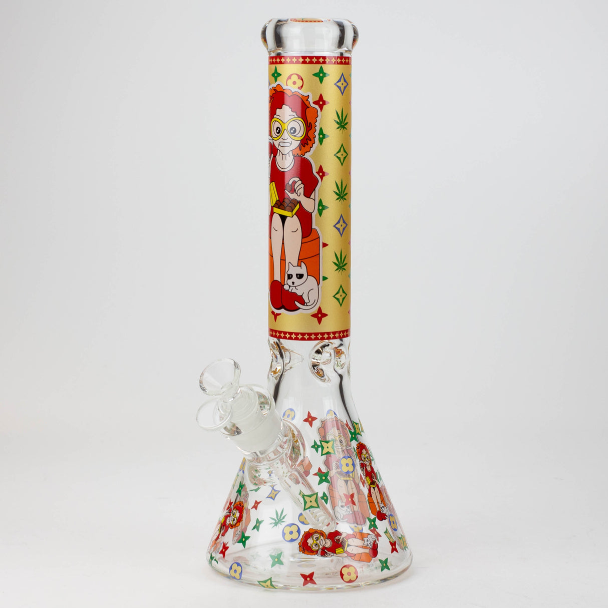 14" Dope Squad 7mm Glass Bong JJ Distribution 3-Red