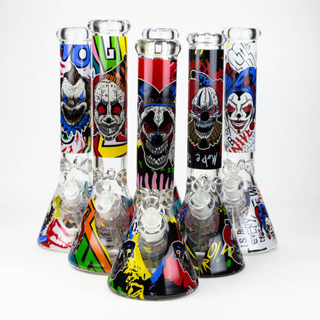 14" Freaky Clown Glow in the dark 7mm Glass Bong JJ Distribution