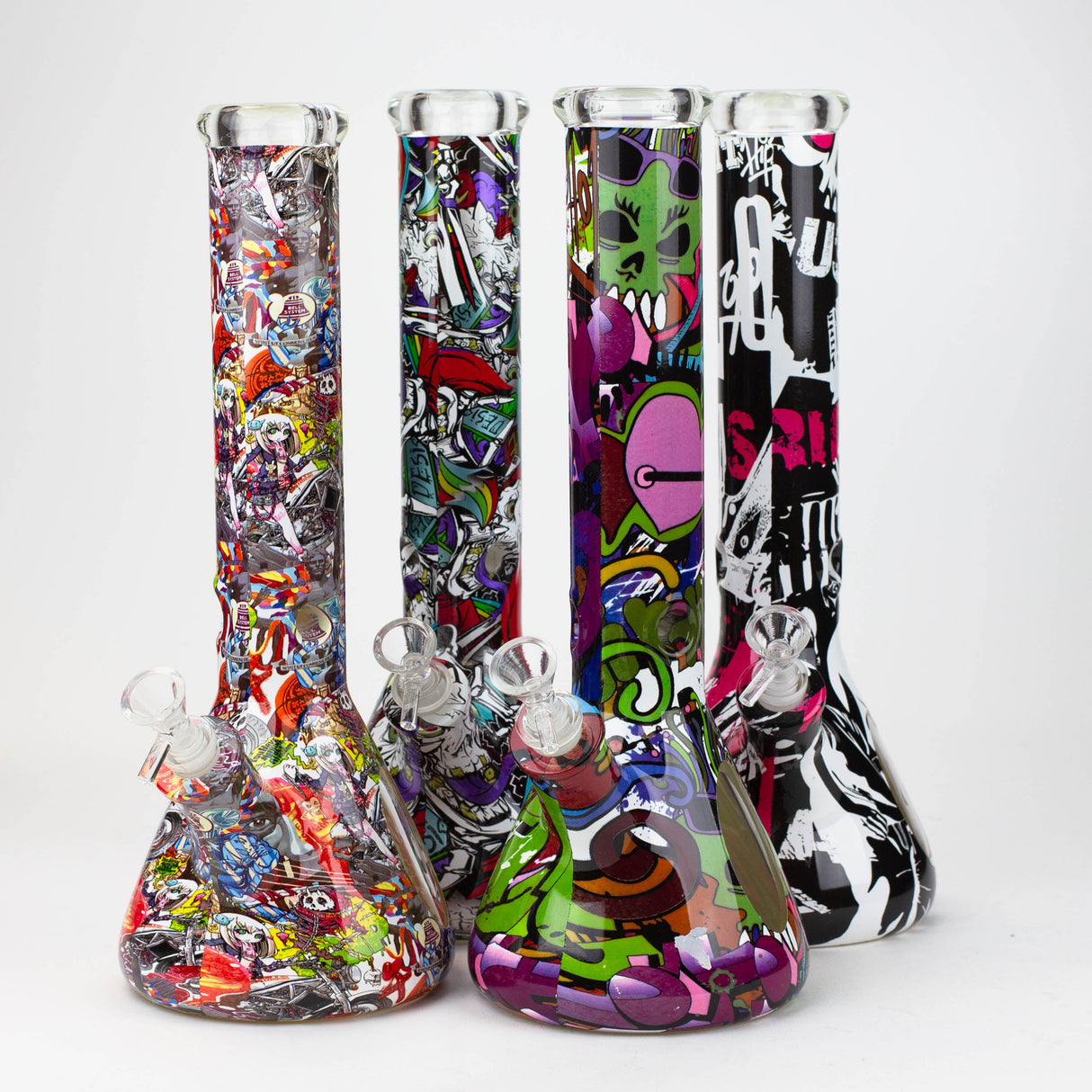14" Graffiti Wrap Water pipe 9mm Glass Bong JJ Distribution