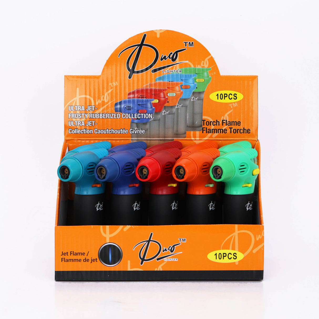 DUCO™ | ULTRA JET 4"– Frosty Rubberized Collection Torch Flame Lighter (Display of 10)