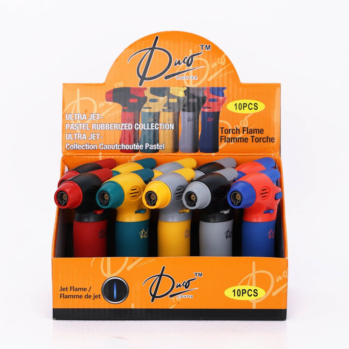 DUCO™ | ULTRA JET 4"– Pastel Rubberized Collection Torch Flame Lighter (Display of 10)