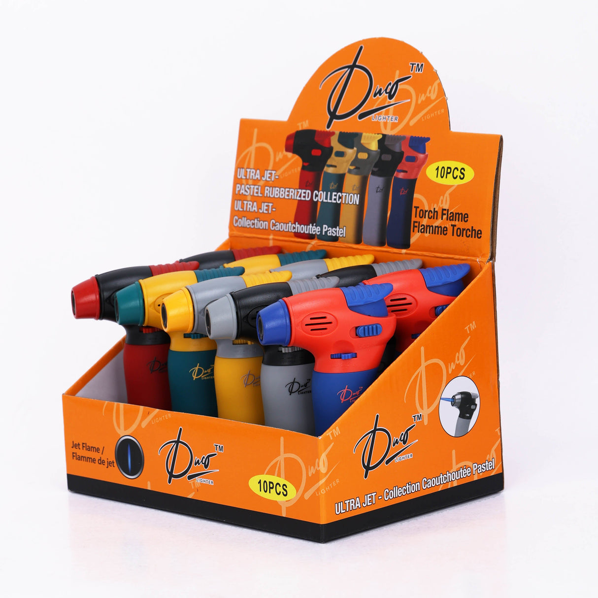 DUCO™ | ULTRA JET 4"– Pastel Rubberized Collection Torch Flame Lighter (Display of 10)