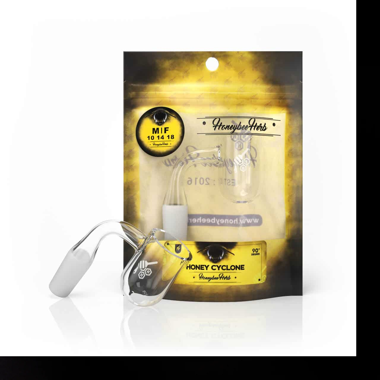 Honeybee Herb - HONEY CYCLONE QUARTZ BANGER - 90° DEGREE | YL Banger Bowl · Banger · Oil Burner Honeybee Herb