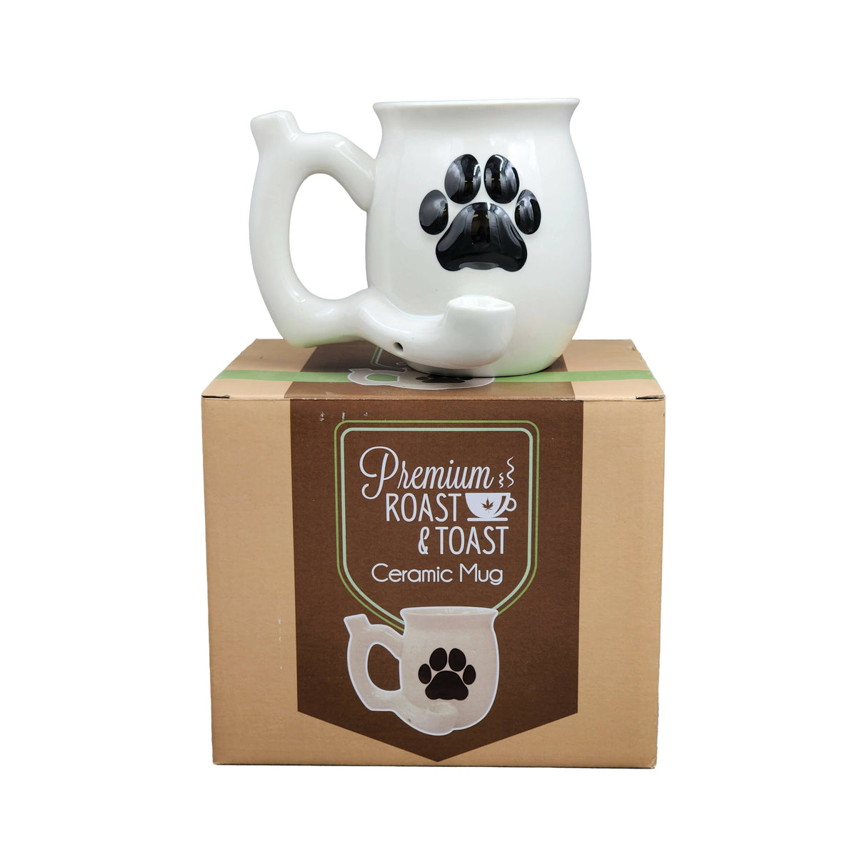 dog paw mug - white with black paw Mug Pipe Roast and Toast Gifts