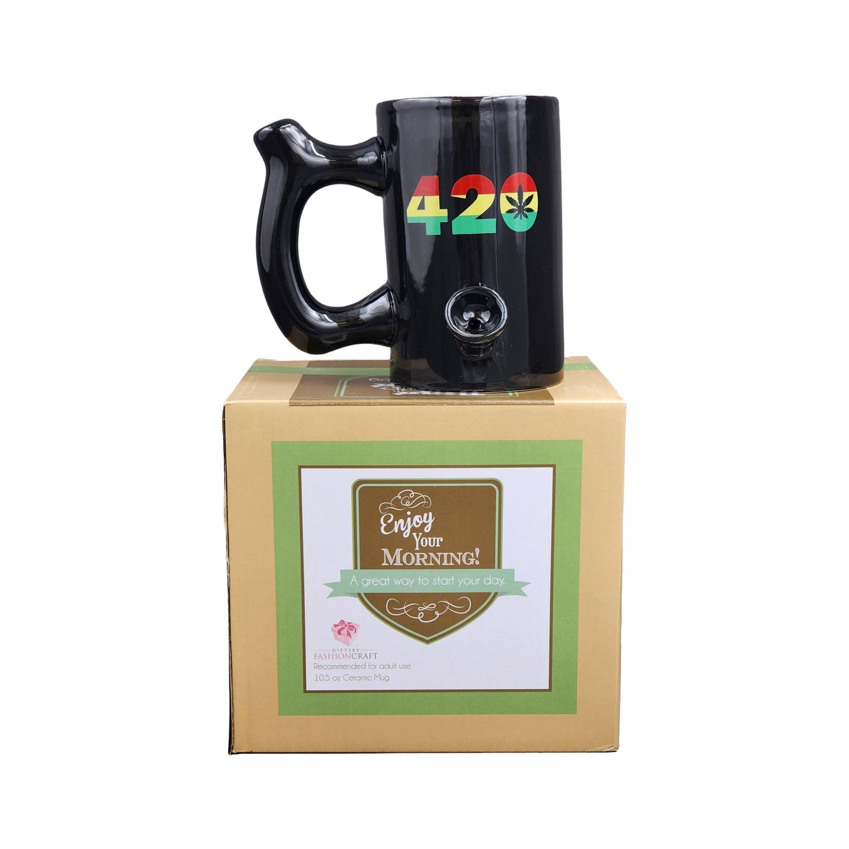 420 Mug - Black Mug with Rasta Colors Mug Pipe Roast and Toast Gifts