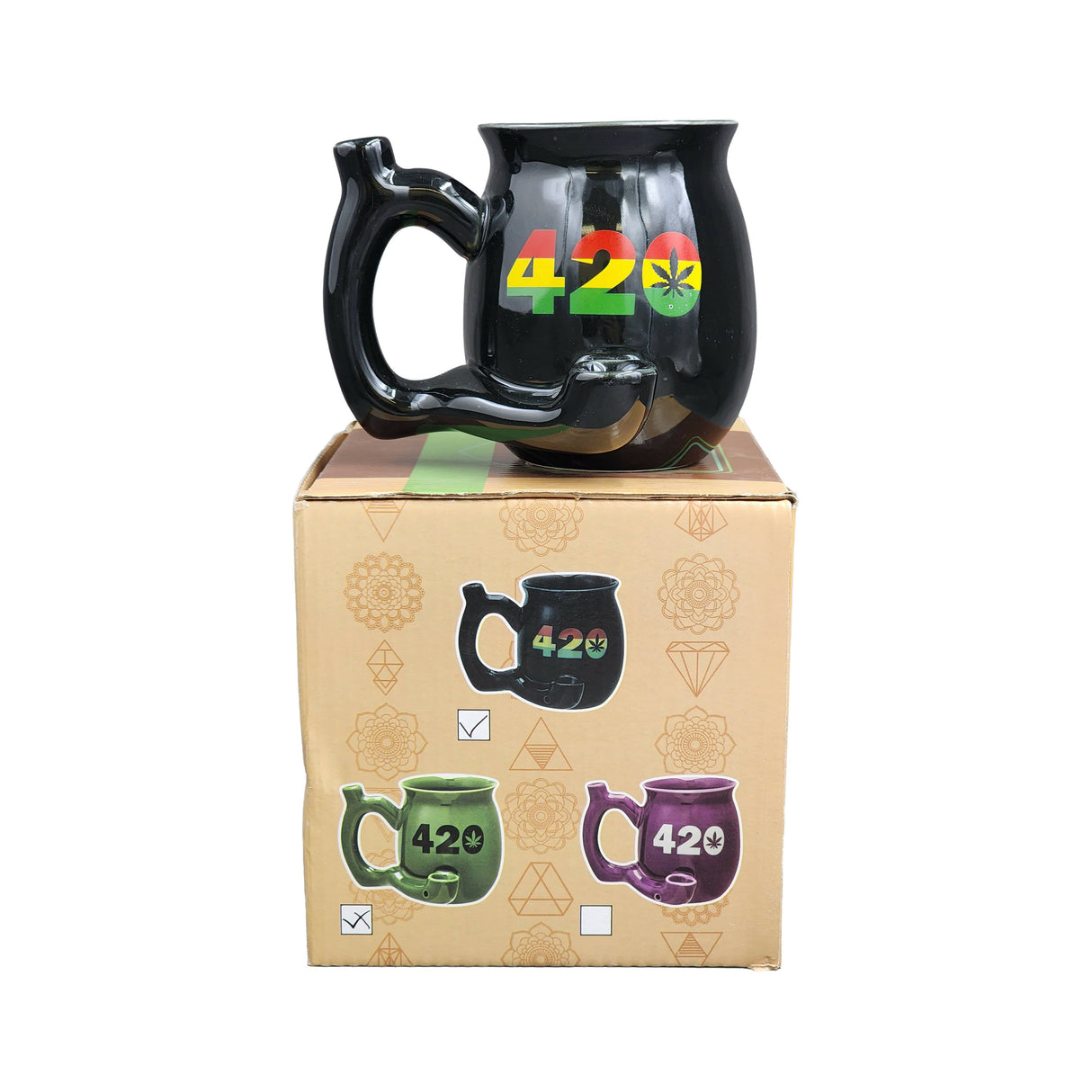 420 Mug - Black Mug with Rasta Colors Mug Pipe Roast and Toast Gifts