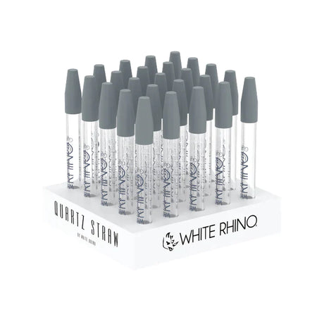 WHITE RHINO | Glass Dab Straw with silicone cap - 25ct Blunt Cannatron Quartz Glass