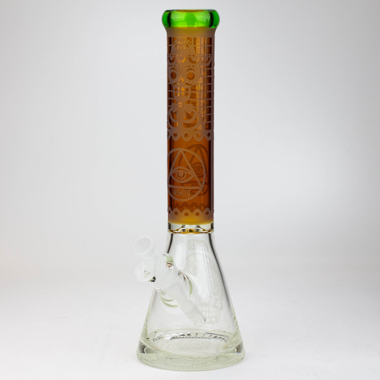 WENEED®-16" Memento Mori Beaker 7mm Glass Bong WENEED® Green/Yellow