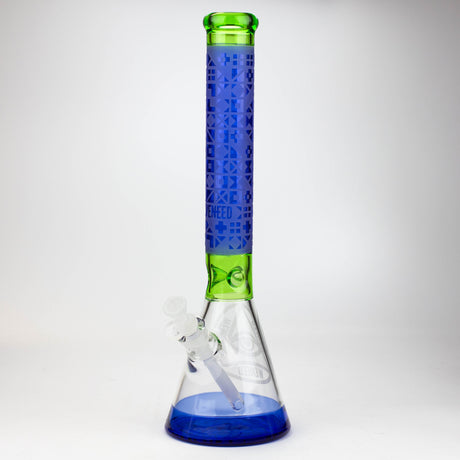 WENEED®-18" Cipher Text Beaker 7mm Glass Bong WENEED® Green/Blue