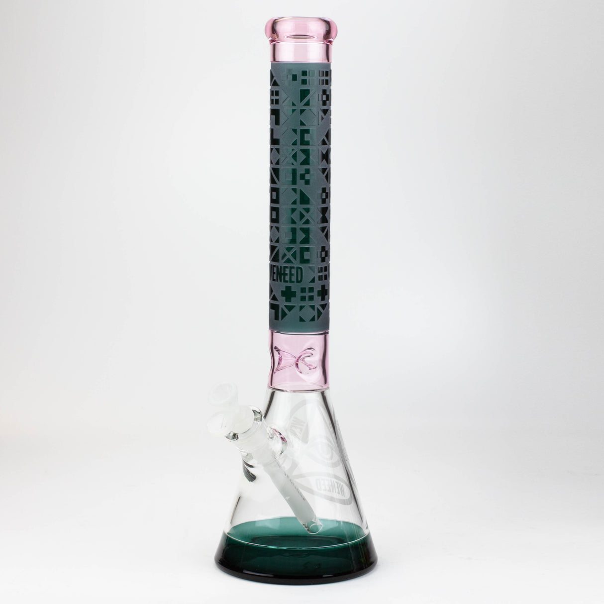 WENEED®-18" Cipher Text Beaker 7mm Glass Bong WENEED® Pink/Teal