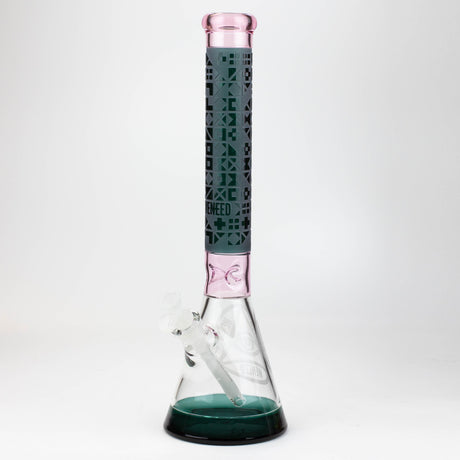 WENEED®-18" Cipher Text Beaker 7mm Glass Bong WENEED® Pink/Teal