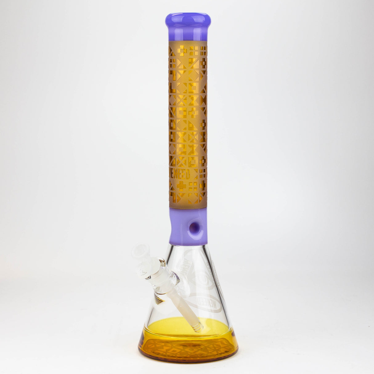 WENEED®-18" Cipher Text Beaker 7mm Glass Bong WENEED® Purple/Yellow