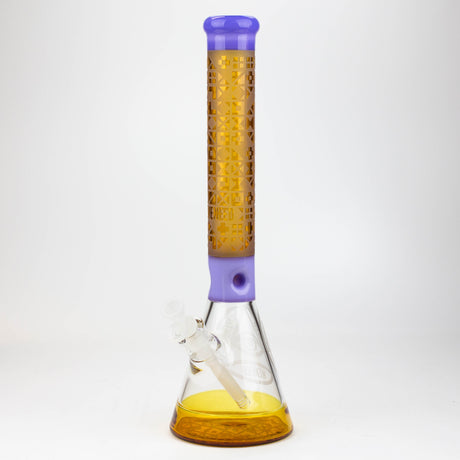WENEED®-18" Cipher Text Beaker 7mm Glass Bong WENEED® Purple/Yellow