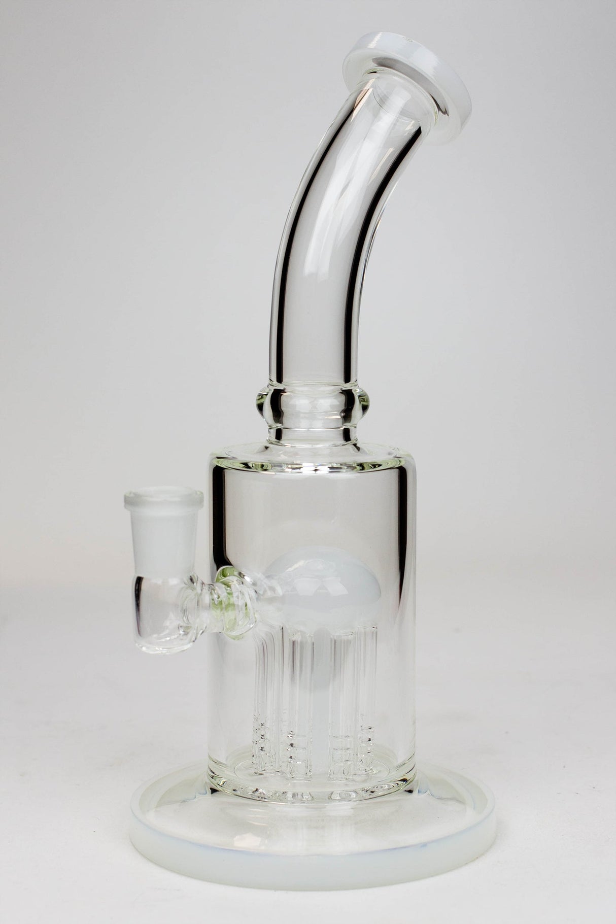 Water Pipe 10 inches with 8 tree arms diffuser Glass Bong Honeybee Herb White