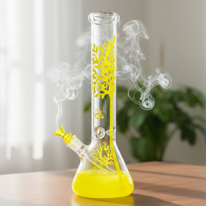14" Tree of Life classic beaker glass bong Glass Bong Canadian Distributor Yellow