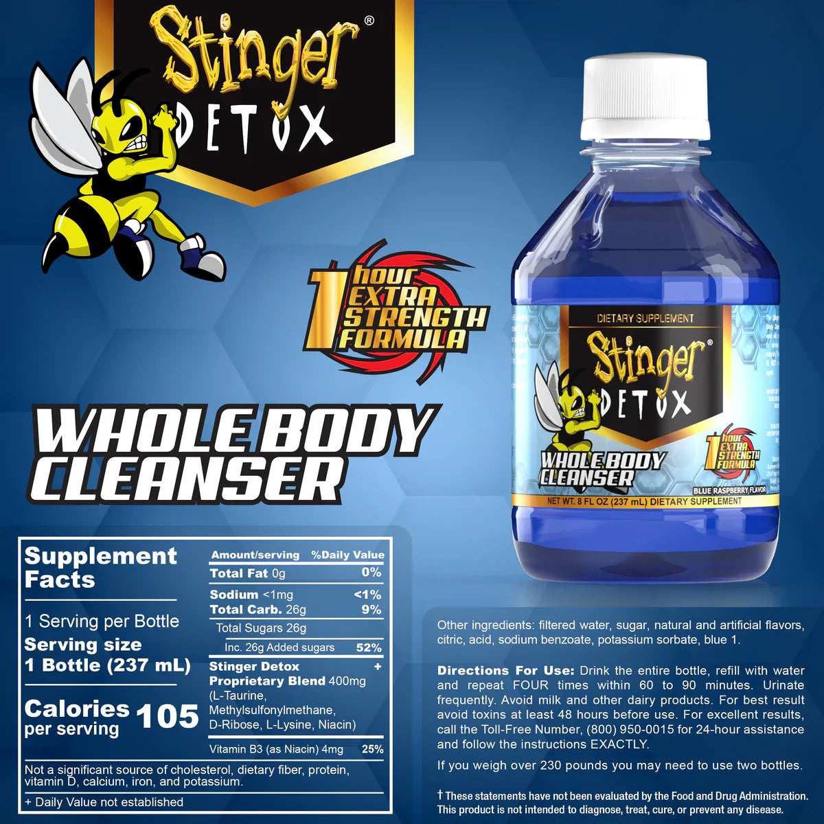 Stinger Detox | Whole Body Cleanser 1-Hour Extra Strength Drink– 8 FL OZ Detox Desert Depot