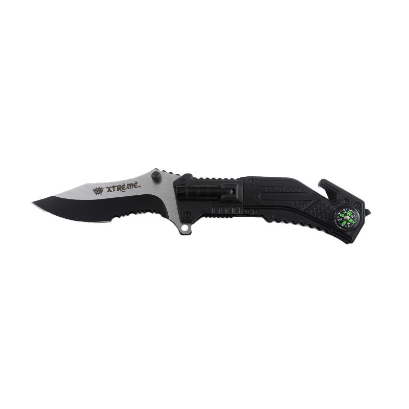 Xtreme | 8.23″ Tactical Pocket Knife – Folding Survival Knife with LED, Compass & Glass Breaker (XTR-HKN105) Folding Knife Canadian Distributor