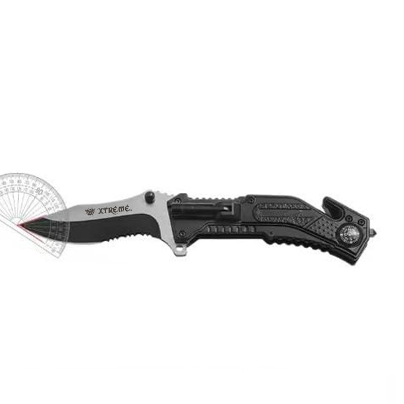 Xtreme | 8.23″ Tactical Pocket Knife – Folding Survival Knife with LED, Compass & Glass Breaker (XTR-HKN105) Folding Knife Canadian Distributor