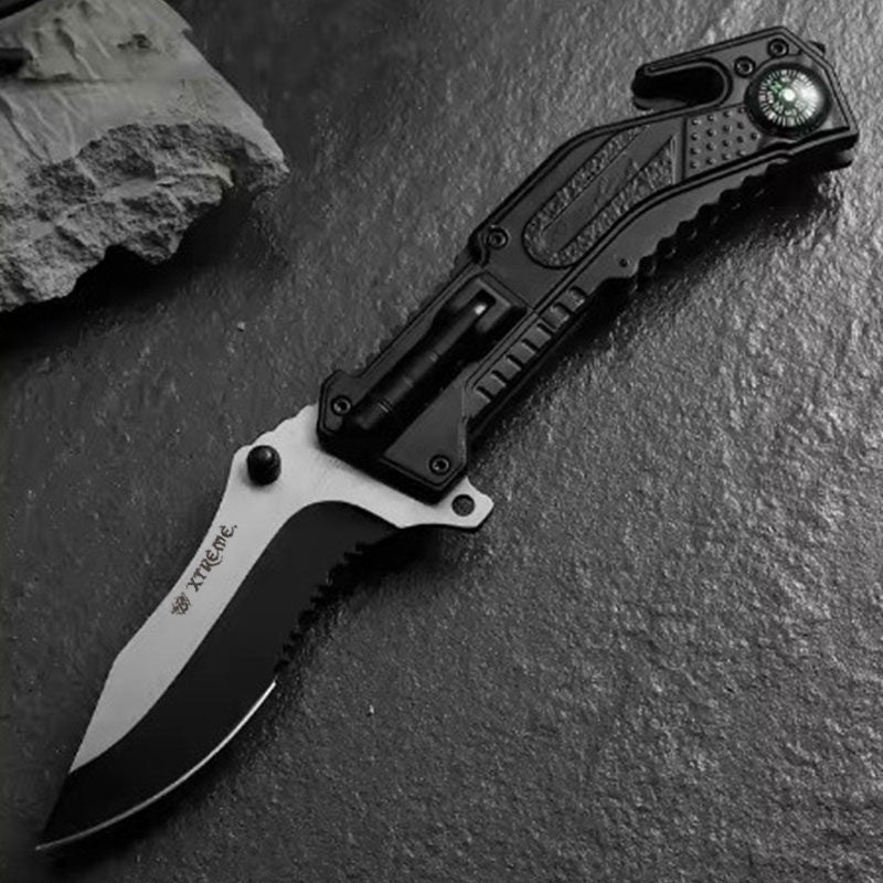 Xtreme | 8.23″ Tactical Pocket Knife – Folding Survival Knife with LED, Compass & Glass Breaker (XTR-HKN105) Folding Knife Canadian Distributor