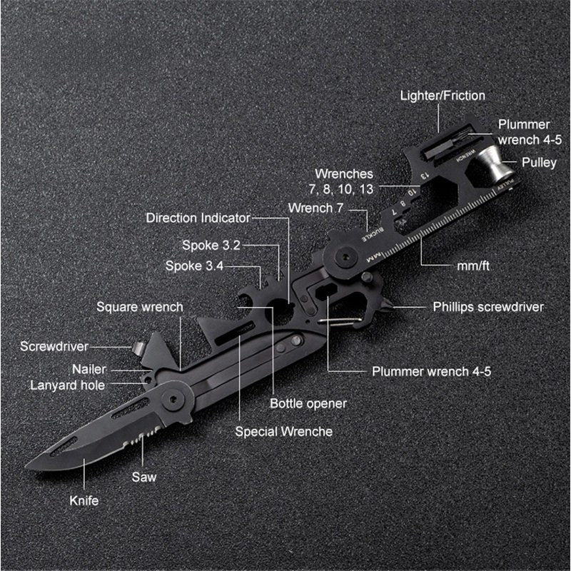 Xtreme | 7.75″ Multifunctional Pocket Tool – Folding Knife with 20-in-1 Survival Gadget (XTR-HKN119) Multi Tool · Accessory Canadian Distributor