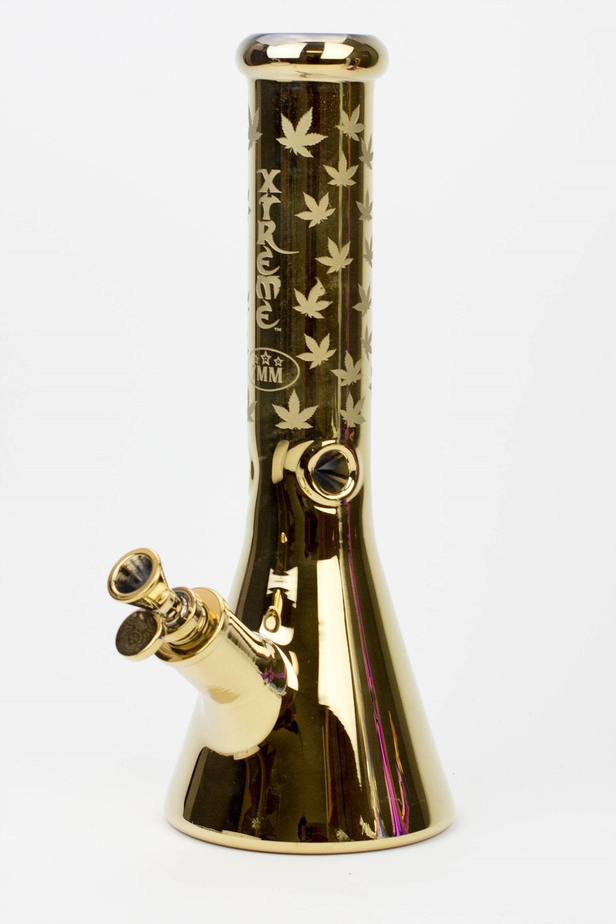 13" XTREME Glass / 7 mm / Electroplated Glass beaker Bong Glass Bong Canadian Distributor Gold