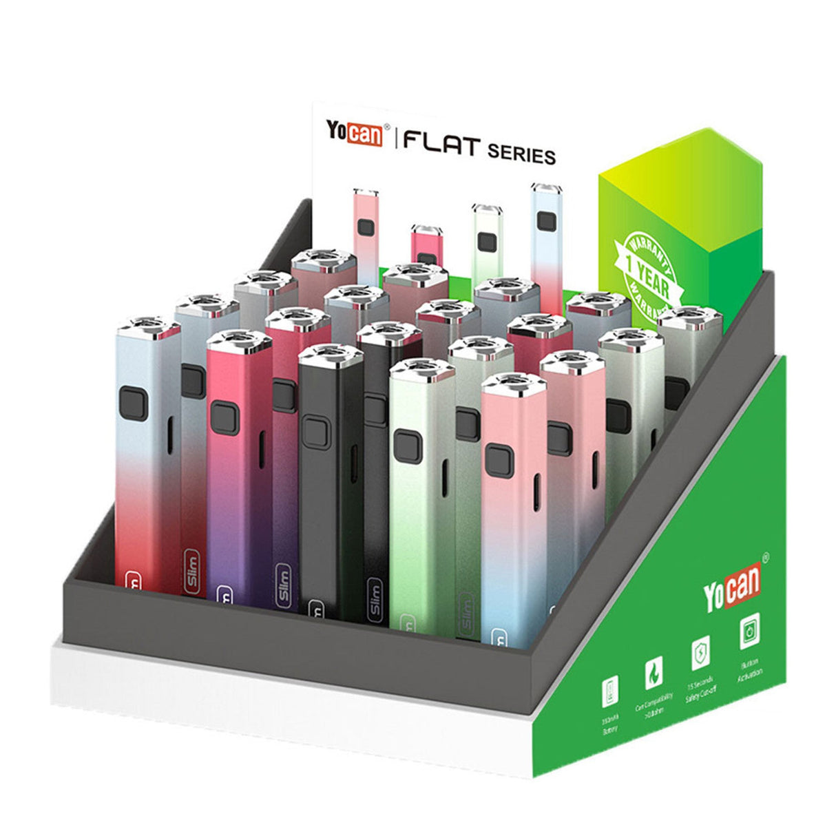 Yocan | FLAT Slim Battery for 510 thread Display of 20 510 Battery ONE