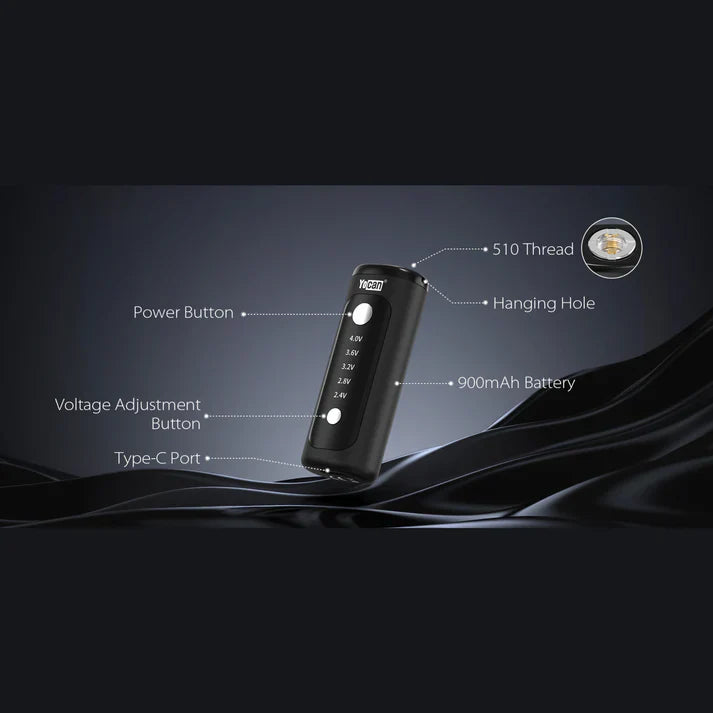 Yocan | Kodo Plus 12 ct-All Black 510 Battery Smoking Cat Distribution