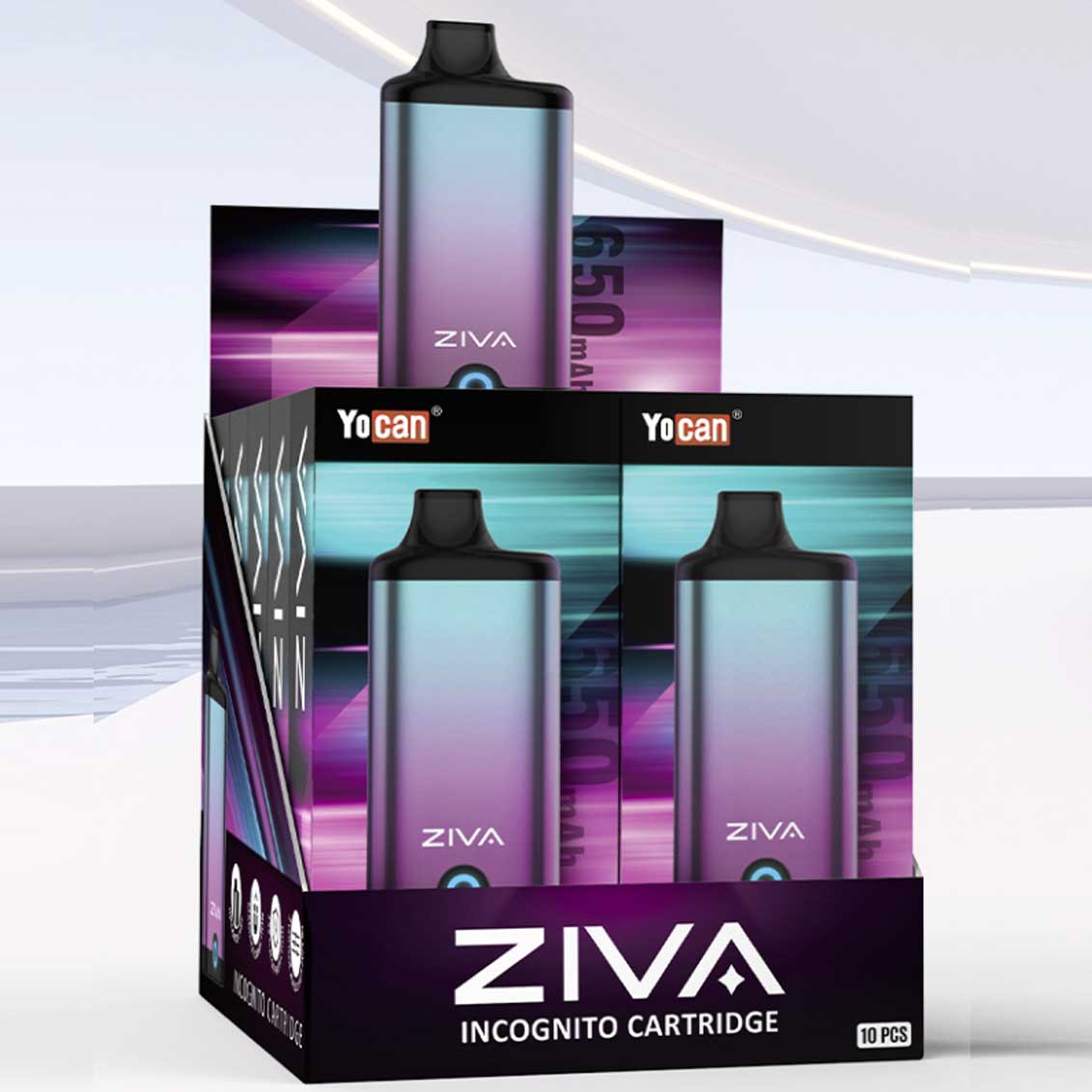 Yocan - ZIVA Smart Portable Rechargeable Vape Mod Box of 10 510 Battery ONE